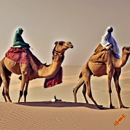 arab camels in desert 