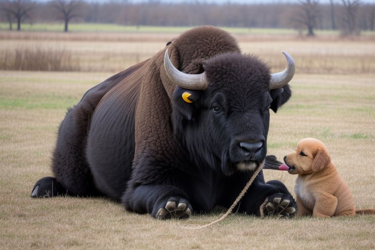 buffalo and puppy