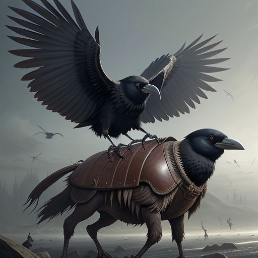crow/dog in armor 