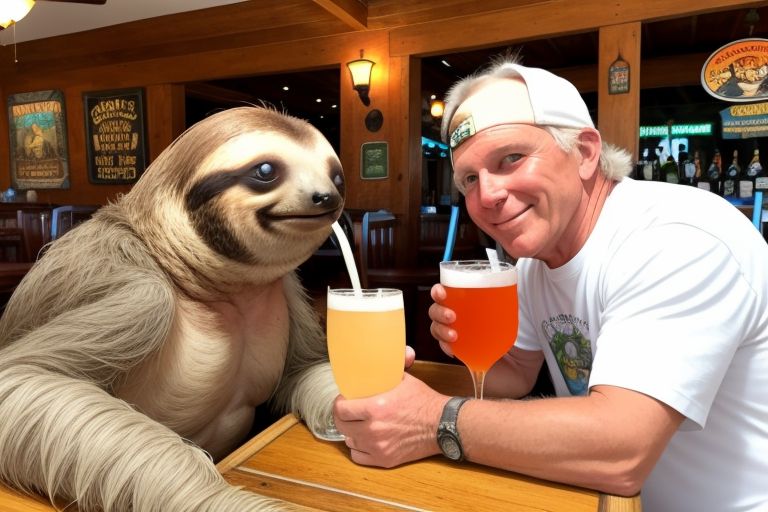 sloth drinking with jimmy buffett