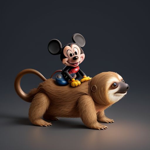 Mickey Mouse riding sloth
