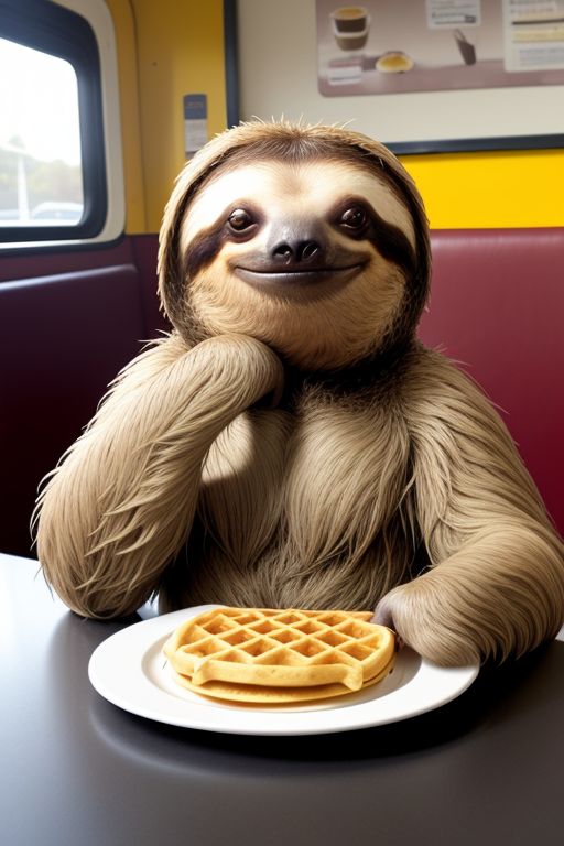 sloth in a waffle hou se 